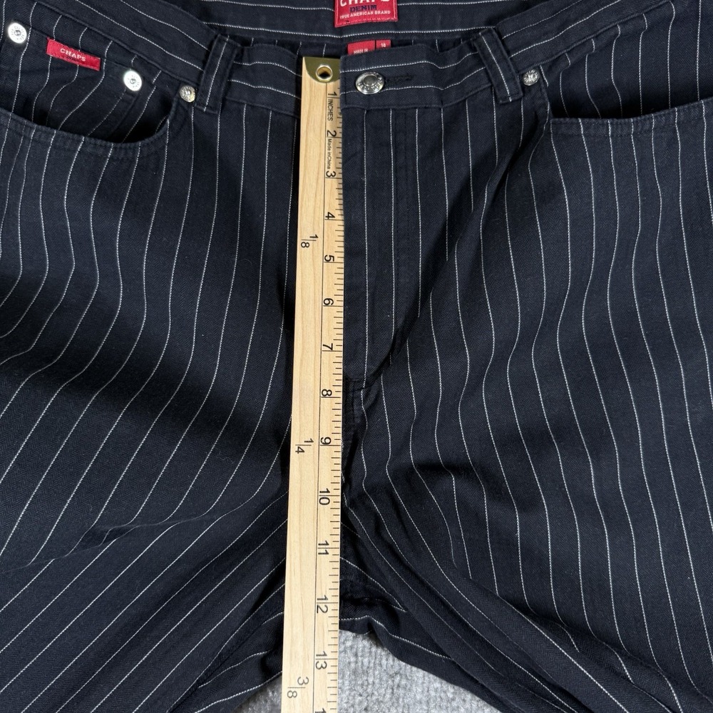 VTG Chaps True American Pants Women's 14 Navy Blue Pinstriped Straight Classic - Picture 7 of 9